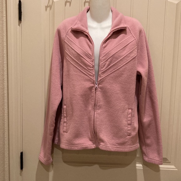 Ciera + Co Women’s Size XL Full Zip Fleece Sweater Jacket Collar Pockets Pink - Picture 2 of 5